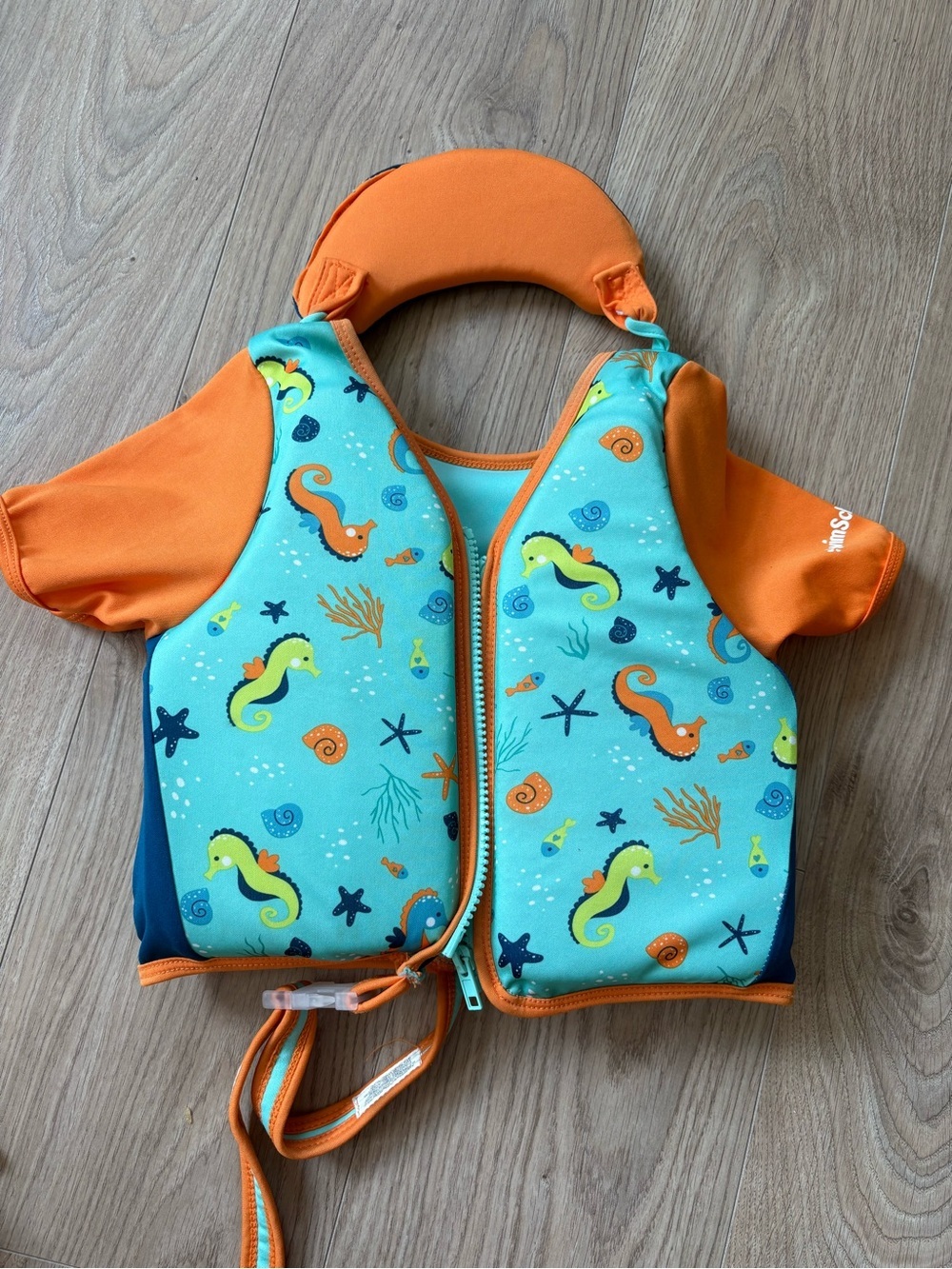 SwimSchool Kids Swim Vest Float Jacket Seahorse Print Up to 50 lbs